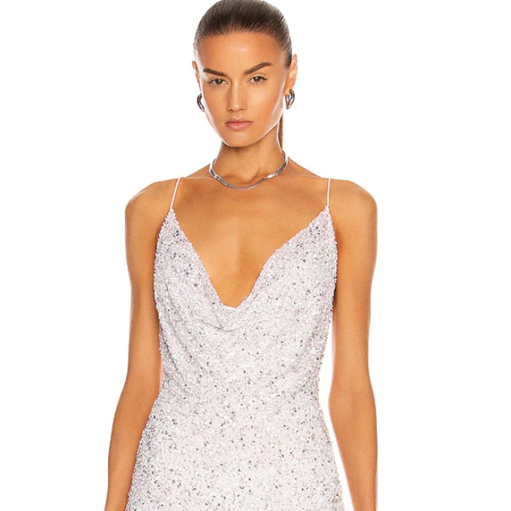 RETROFETE MICH DRESS IN SILVER AND WHITE SIZE SMALL